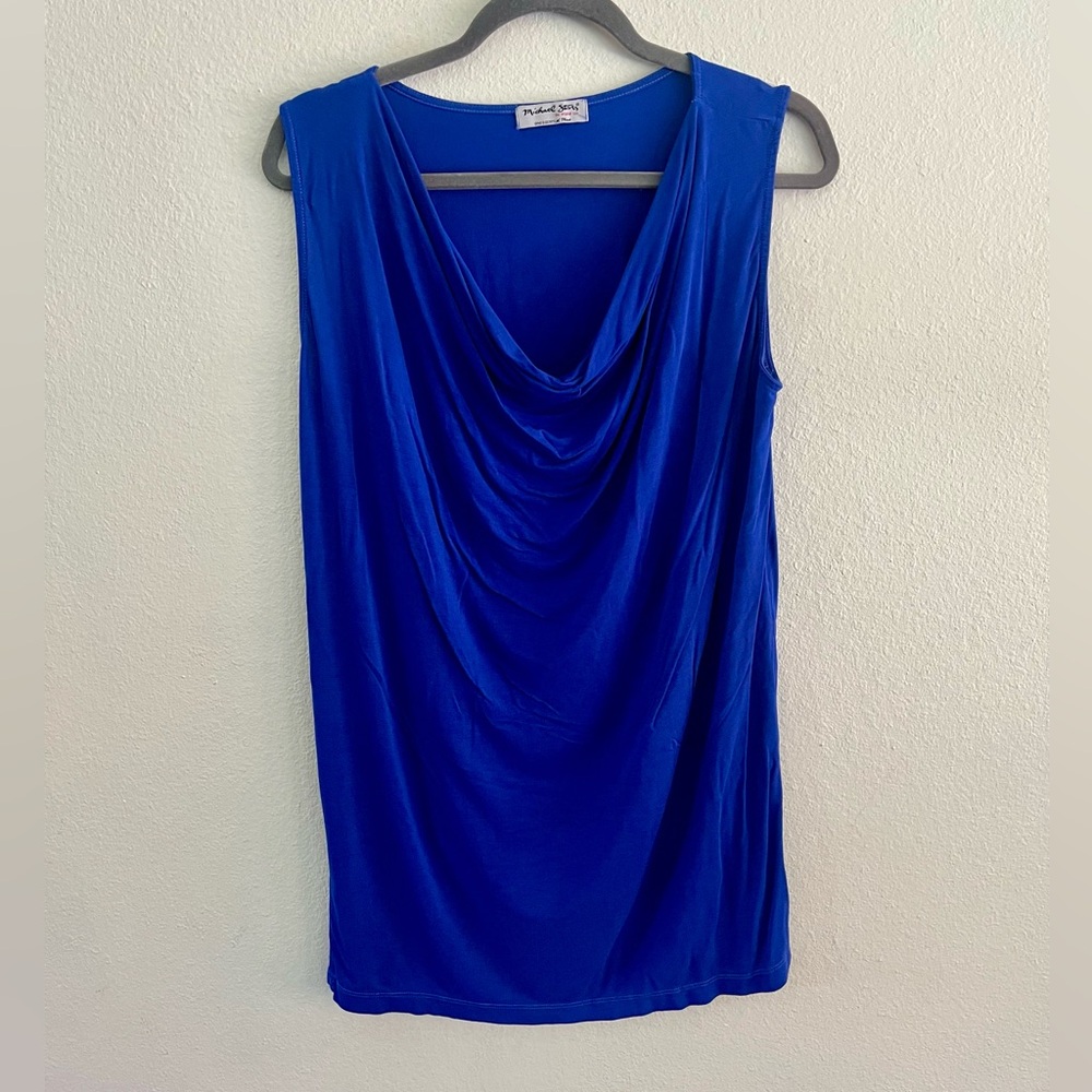 Michael Stars Royal Blue Drape Blouse